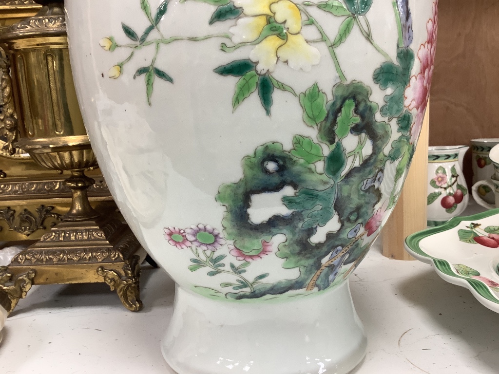 A pair of Chinese famille rose vases, height 40cm